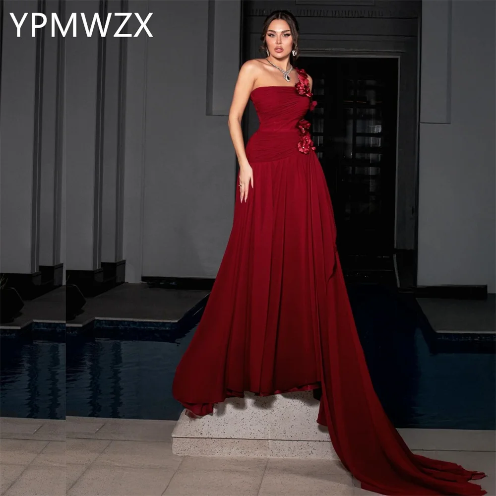 Customized Evening Dress Women Party Occasion Prom Gown YPMWZX One-shoulder A-line Floor Length Skirts Draped Bespoke