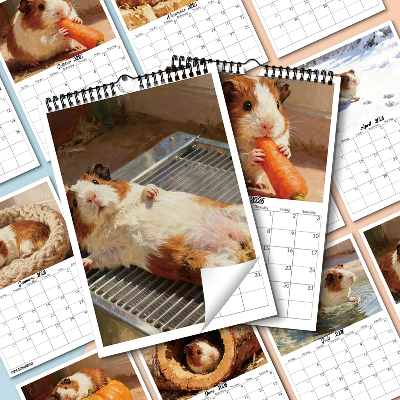 

1PC Cute Guinea Pig Calendar, Suitable For Home Living Room Kitchen Decor, Ideal For Pet Lovers, Perfect New Year Gift
