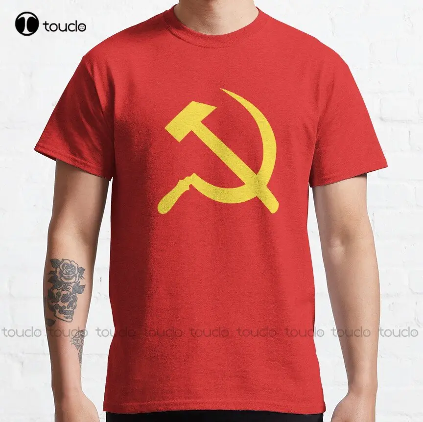 Communist Flag Hammer And Sickle Symbol Classic T-Shirt Hawaiin Shirt Cotton Outdoor Simple Vintage Casual Tee Shirts Xs-5Xl New