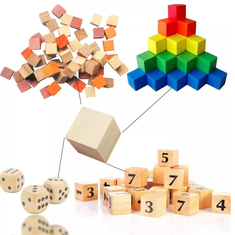 100pcs 2cm Wooden Cubes, Unfinished Natural Wooden Block Blank Cube for DIY Project Craft Making Painting Baby Showers