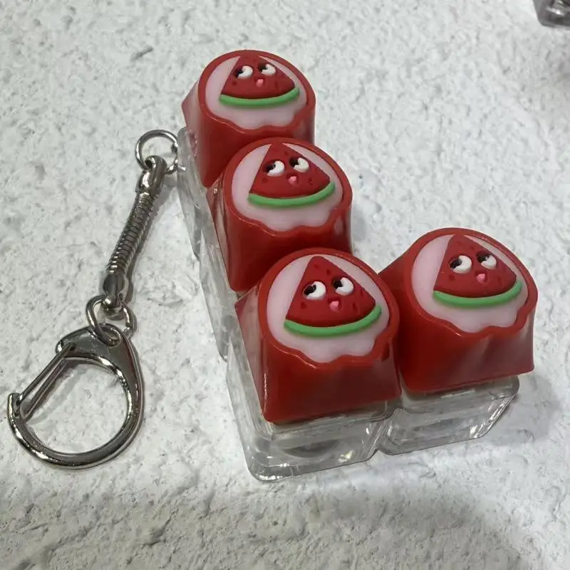 Antistres Keycap Keychain With Lights Fruit Decompression Finger Keyboard Pendant Mechanical Keyboard Stress Reliever Gift