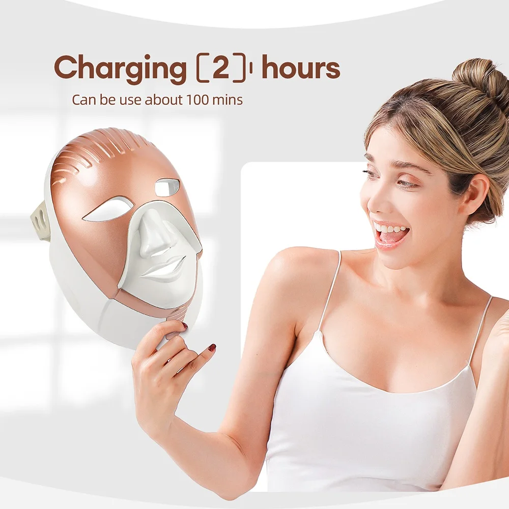 エジプトマスクワイヤレス 7 色フェイシャル LED マスククレオパトラ 630nm 赤色光スマートタッチフェイシャル機器