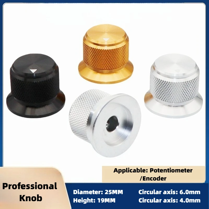 

5Pcs 25X19MM volume knob, straw hat type aluminum alloy knob, instrument panel adjustment knob upper screw potentiometer knob