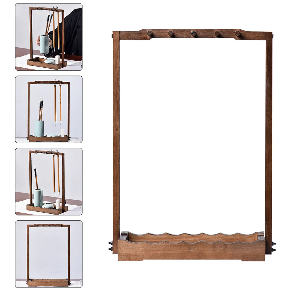 Bamboo Pen Rack Retro Brush Holder Desk ganizer Durable Simple Design Colorfast Student Use Creative Practical Art Supplies