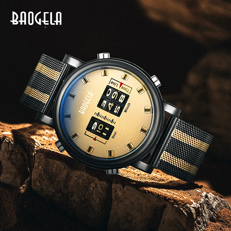 BAOGELA NEW Military Sport Watches Men Roller Quartz Watch Luxury Waterproof Stainless Steel Wristwatch Man Relogio Mascilino