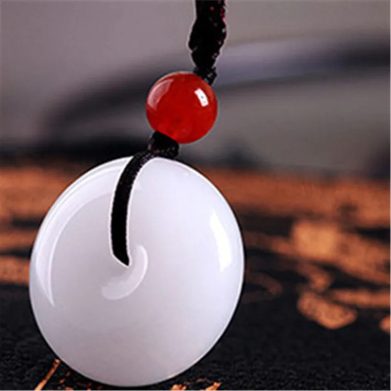 Zhenping County Beach Jade White Jade Pendant Exhibition Gift for Men and Women Couple Afghan White Jade Safety Buckle Pendant