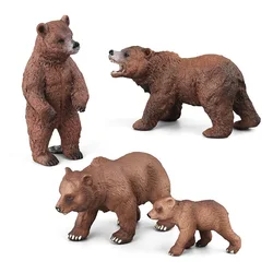 Small Size Simulation Brown Bear Figure Collectible Toys Solid Wild Animal Action Figures  Animal Cognitive Toys