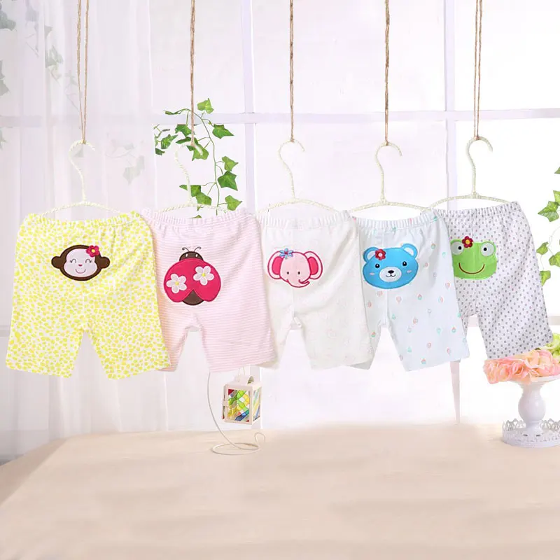 [5Pcs/lot Random Color]Cartoon Print Baby Shorts Cotton Baby Girl Shorts Summer Toddler Unisex Short Pants Newborn Panties