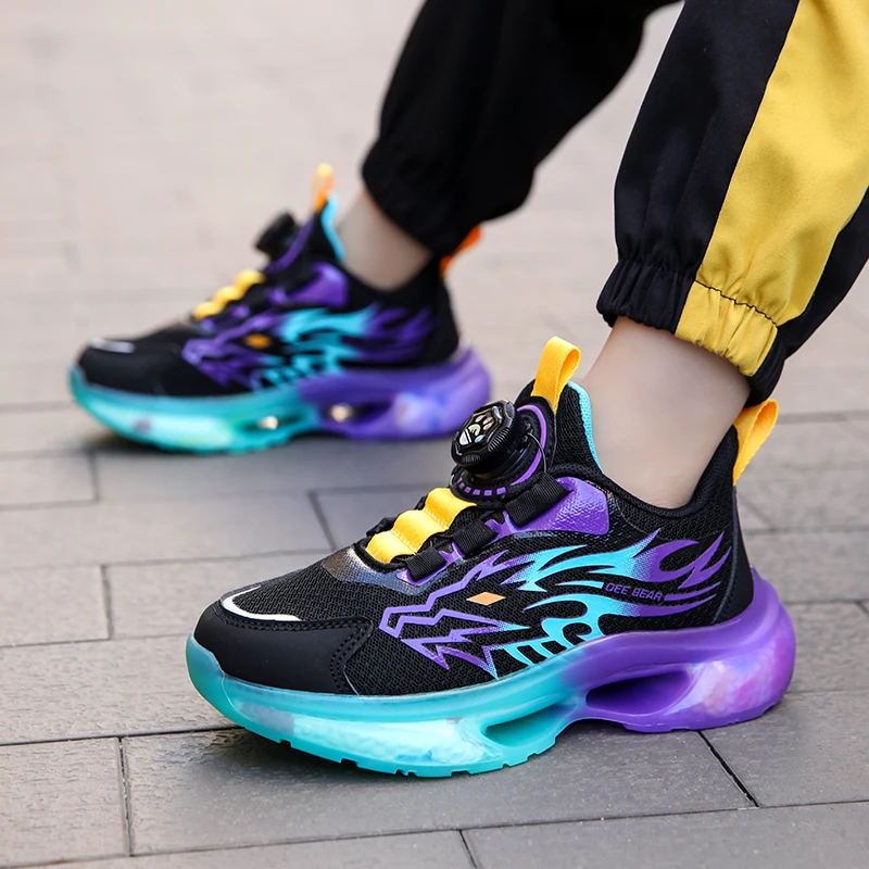 

children's casual sports shoes 2024 spring8-12 years old Breathable mesh for light Boys running shoes turn buckle original trend