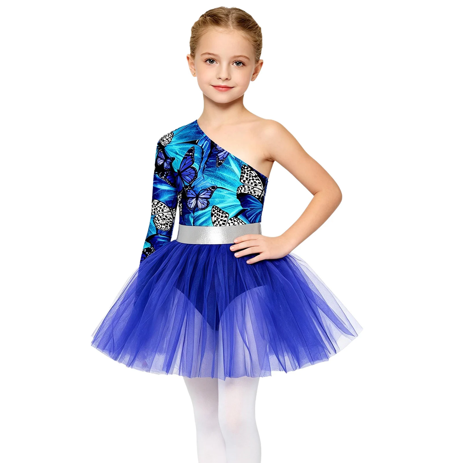 Kinder Mädchen Tiermuster Ballett-Tutu-Kleid Höhlenmensch-Aufführungskostüm Langarm Metallisch Bedrucktes Oberteil Tüllkleid – Detail 6