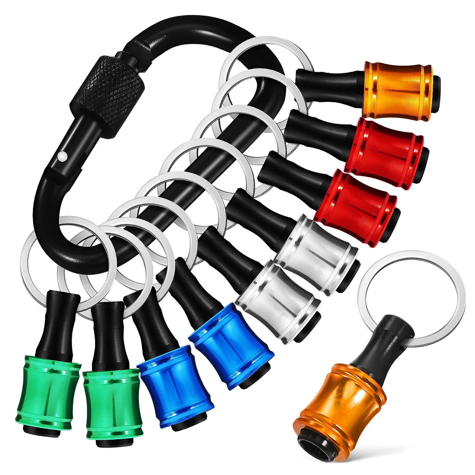 

1 set Sleeve Joint Aluminum Alloy Bit Holder Extension Flexible Drill Bits Carabiner Keychain For Camping Hiking
