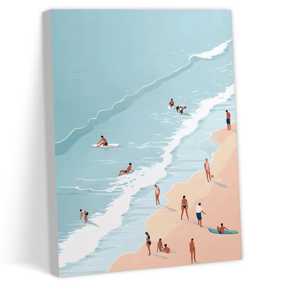 CHENISTORY Canvas Painting By Numbers Digital oil paintings Set Beach Sea For Drawing For Handiwork
