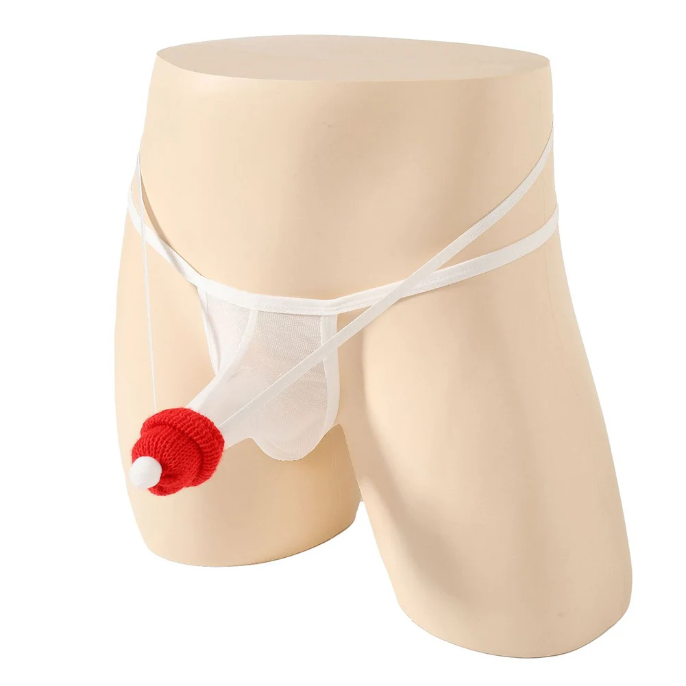 

Men's Sexy Briefs Bikini Christmas Erotic Underwear T-back Bulge Pouch Breathable Mesh G-strings Double Thongs
