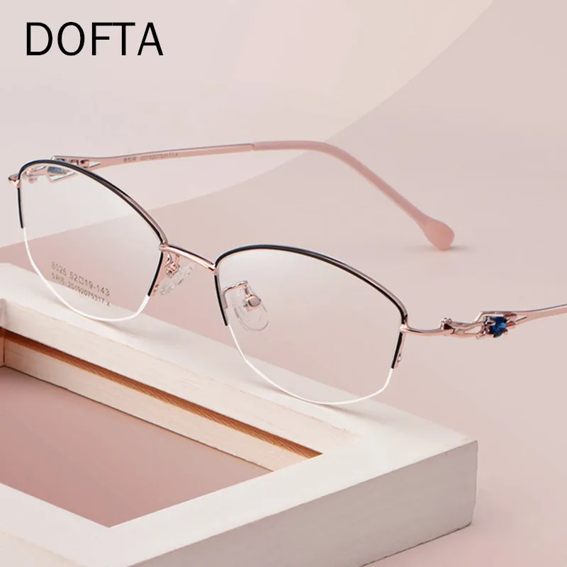 

DOFTA Luxury Rhinestones Half Glasses Frame Women Ultra Light Alloy Myopia Hyperopia Optical Prescription Eyeglasses Frame 5703