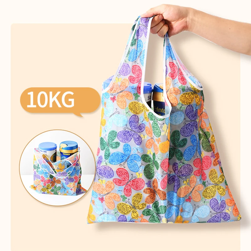 Spot folding shopping bag creative portable shopping bag polyester supermarket shopping print bag wholesale hand bag