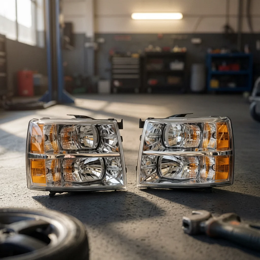 Replacement Headlight Assembly Chrome Housing Headlight Assembly Lamp Dustproof LED for Truck Owners, Collision Repair