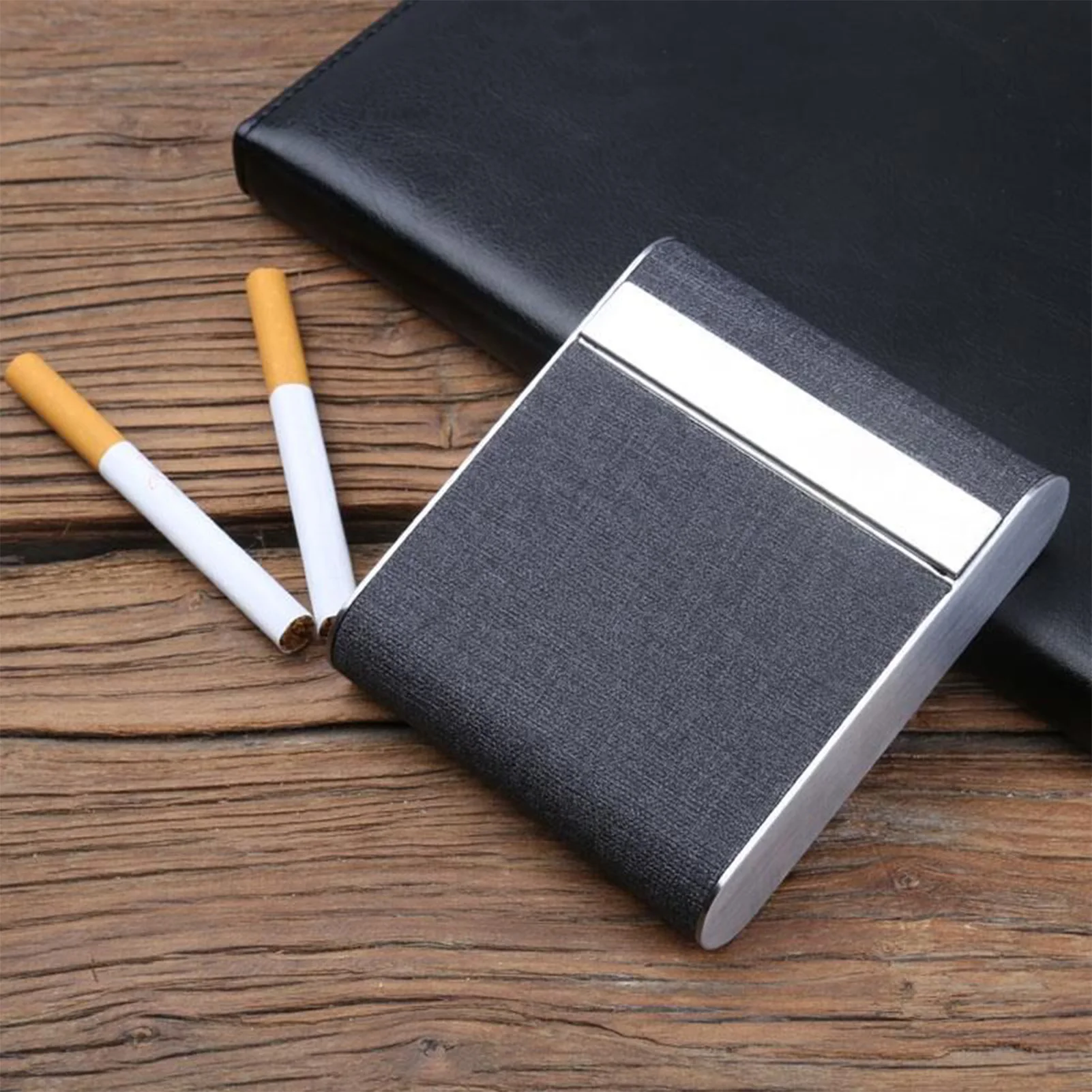 Stainless Steel Cigarette Case 20 Sticker Business Cigarette Box Lightweight Pocket Carrying Box Gift For Father Husband Friend