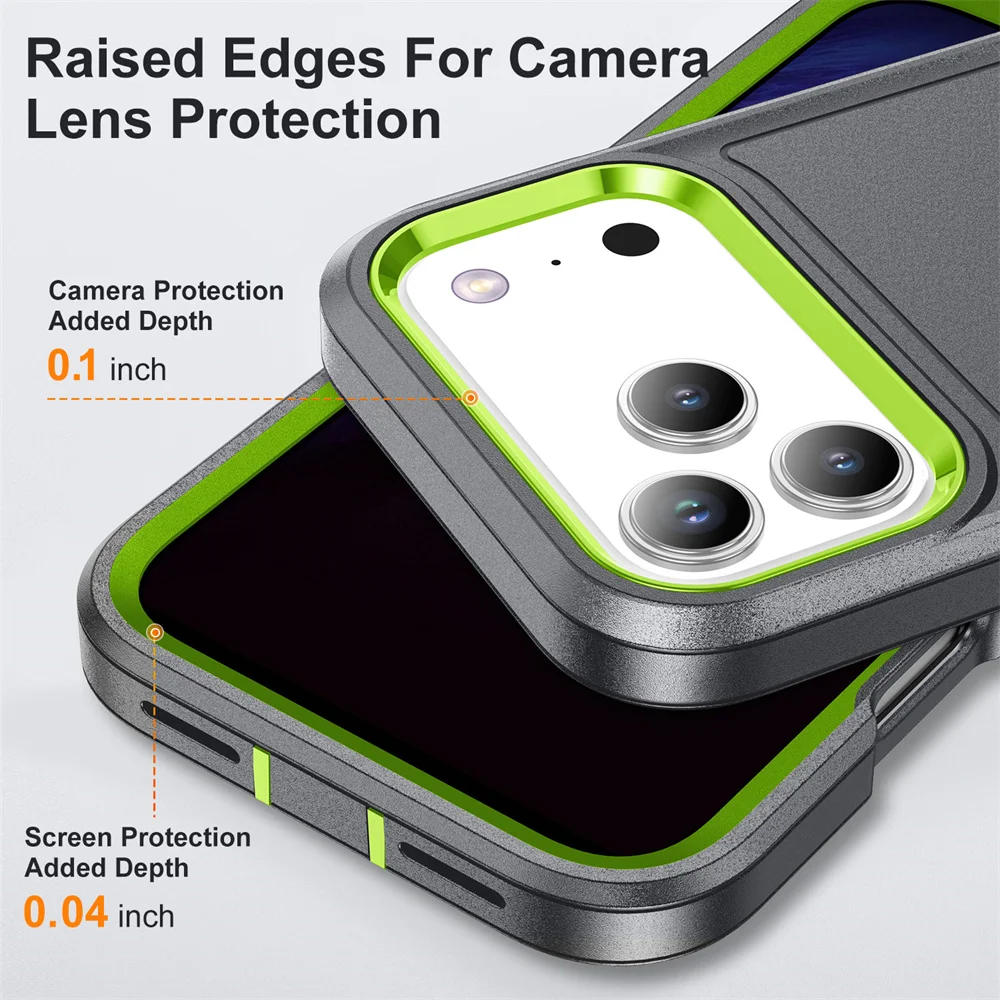 Hybrid Military Grade Defender Protection Case for iPhone 17 Pro Max/16/15/14/13/12/11/XR/X/8/7 Plus Bracket Body Cover