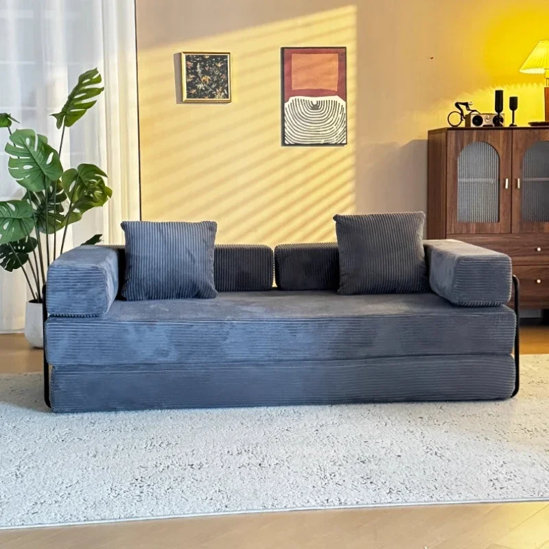 

Italian corduroy living room sofa vacuum compression simple module integrated sofa bed sponge fabric dual-purpose Home furniture