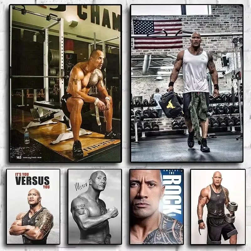 Dwayne Johnson The Rock Fitness Arte de la pared Decoración Impresión de póster o pintura en lienzo para gimnasio en casa o oficina