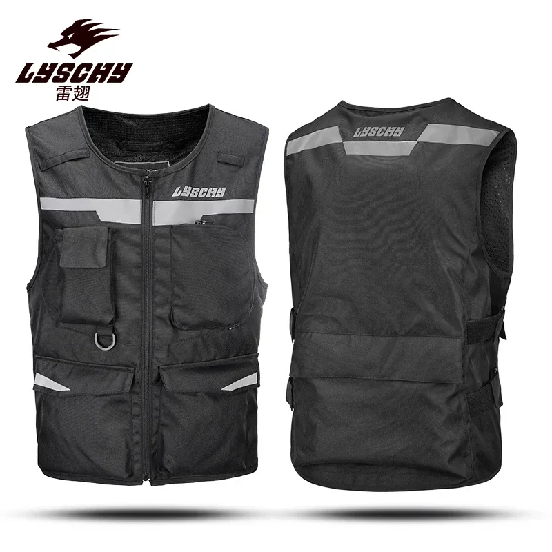 LYSCHY Reflective Waistcoat Clothing Waterproof Motocross Off-Road Racing Vest Motorcycle Touring Night Riding Moto Jacket Vest