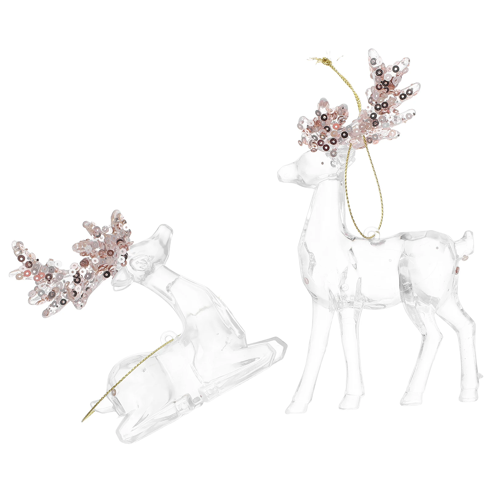 

2Pcs Hanging Clear Acrylic Elk Deer Ornaments Christmas Tree Decoration Holiday Stocking Stuffers Festive Reindeer Pendants