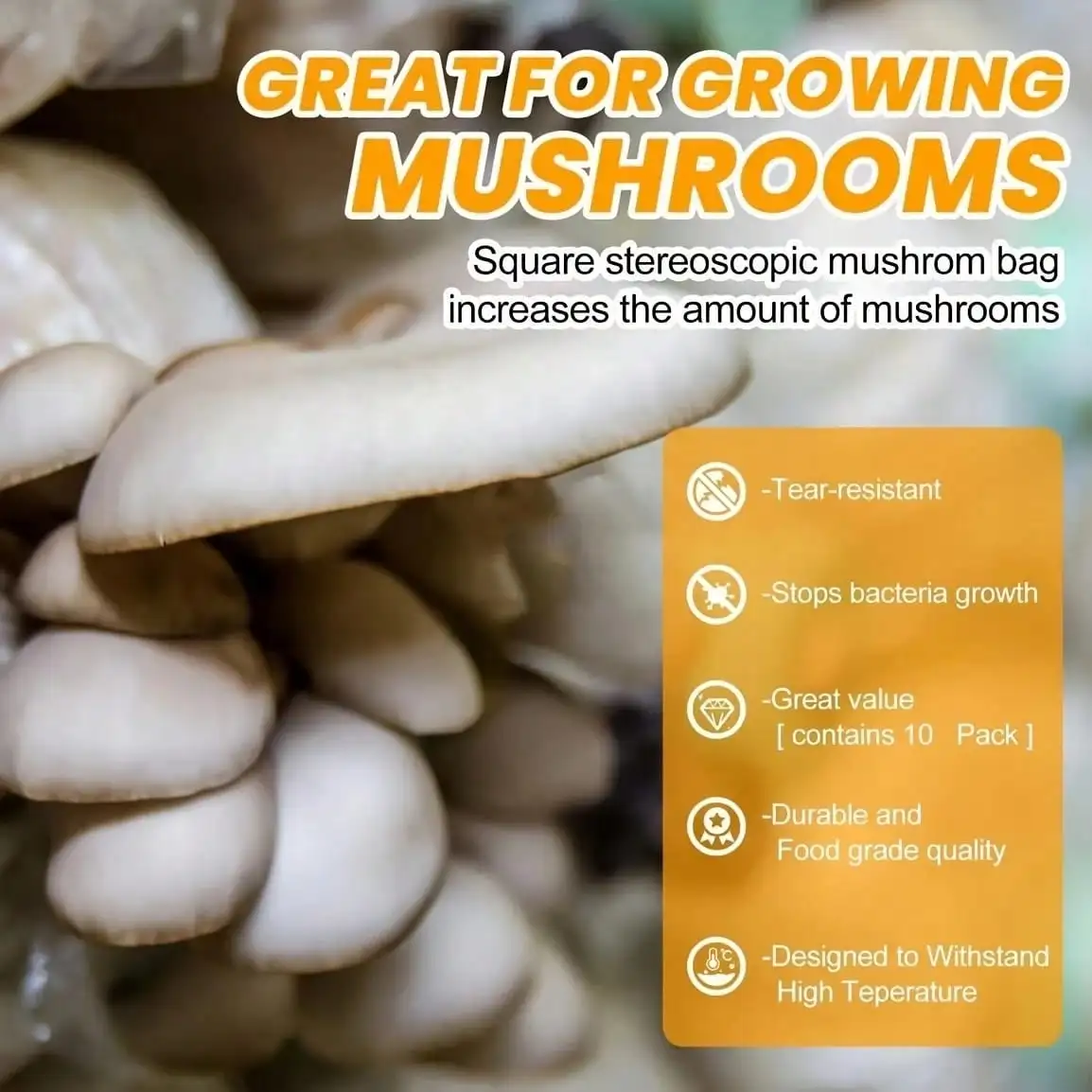 Mushroom Grow Bag, 100PCS Polypropylene Heat Resistant Bags, Ideal For Fungus And Grains, Shortened Mycelial Fermentation Cycle