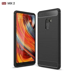 Shockproof Carbon Fiber Case for xiaomi Mix 2 Mi Mix2 Brushed Texture Rubber Silicone Case for xaomi Mix 2 Soft Phone Cover