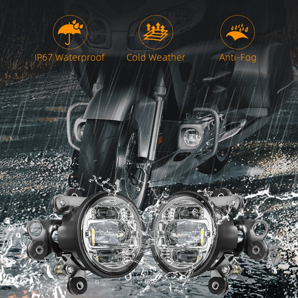 E9 مارك أضواء الضباب لهوندا GL1800 الذهب الجناح 2002-2017 LED IP67 Waterpr الأضواء العارض مساعد تمرير مصباح المصباح