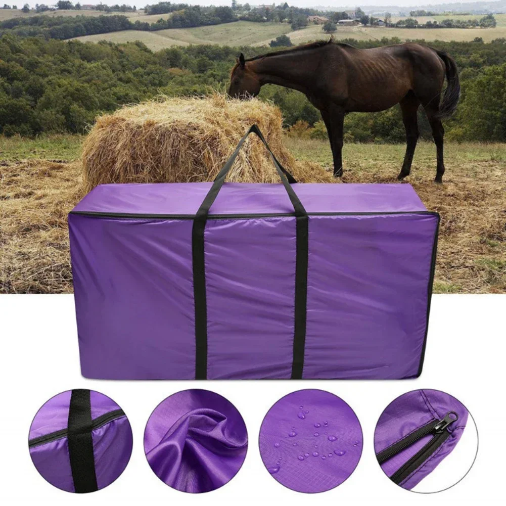 Foldable Waterproof Hay Storage Bag with Cross-Stitched Shoulder Straps for Livestock Feeding and Pet Hay Storage Needs