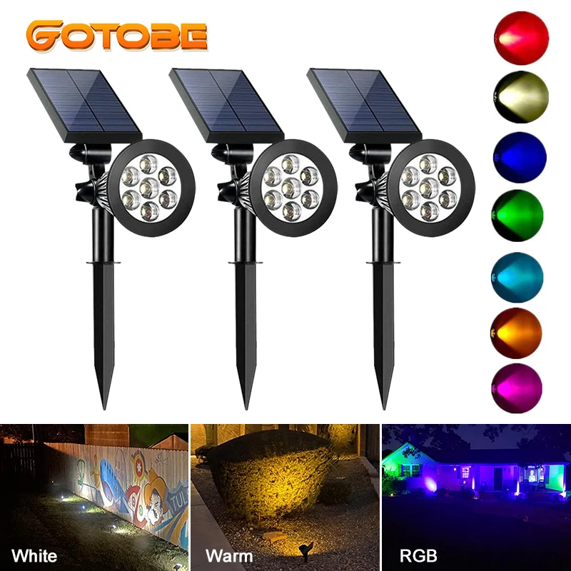 LED Outdoor Solar Lights RGB Changing Lawn Ground Lamp IP65 Waterproof Landscape Spotlights Garden Decoration Outdoor Lights