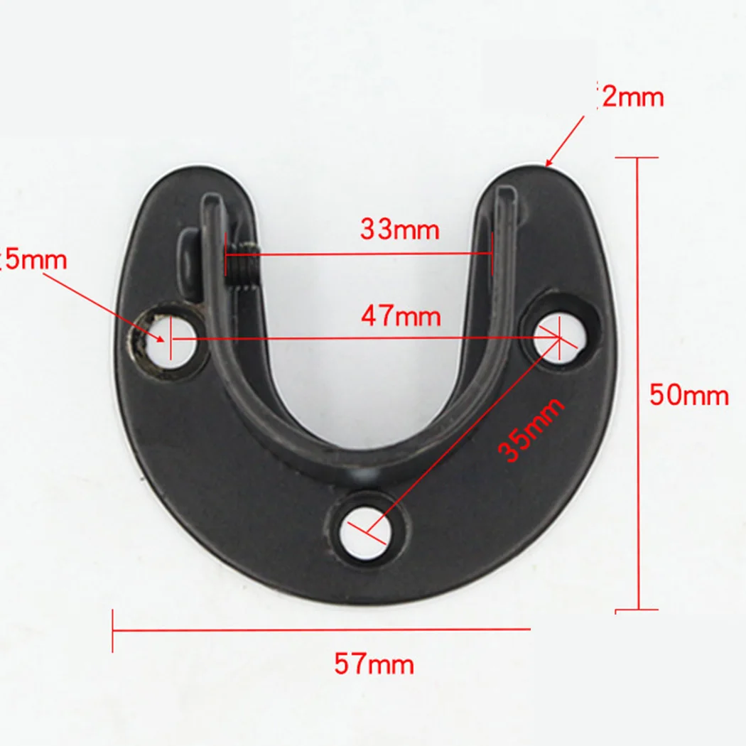 New Practical Closet Bracket End Flange Holder Rod Support U Shaped 2Pack Black Clothes Hanger Heavy Duty Lever