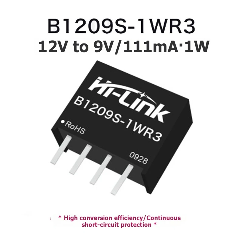 DT98 for HI-LINK B1209S-1WR3 Isolated Power Supply Module 1W 12V to 9V DC, Sustainable Short Circuit Protection(10Pcs)
