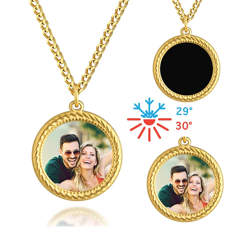 DHQH Wholesale Customized Photo Necklace Hidden Personalized Picture Hot Activation Magic Round Necklace Christmas Gift For Her