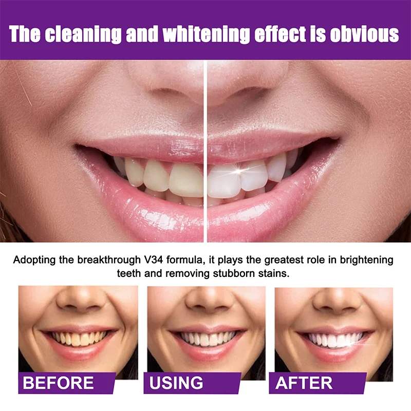 30ml Purple Whitening Toothpaste Removes Stains Reduces Yellowing Care Teeth Gums Fresh Breath Brightens Teeth