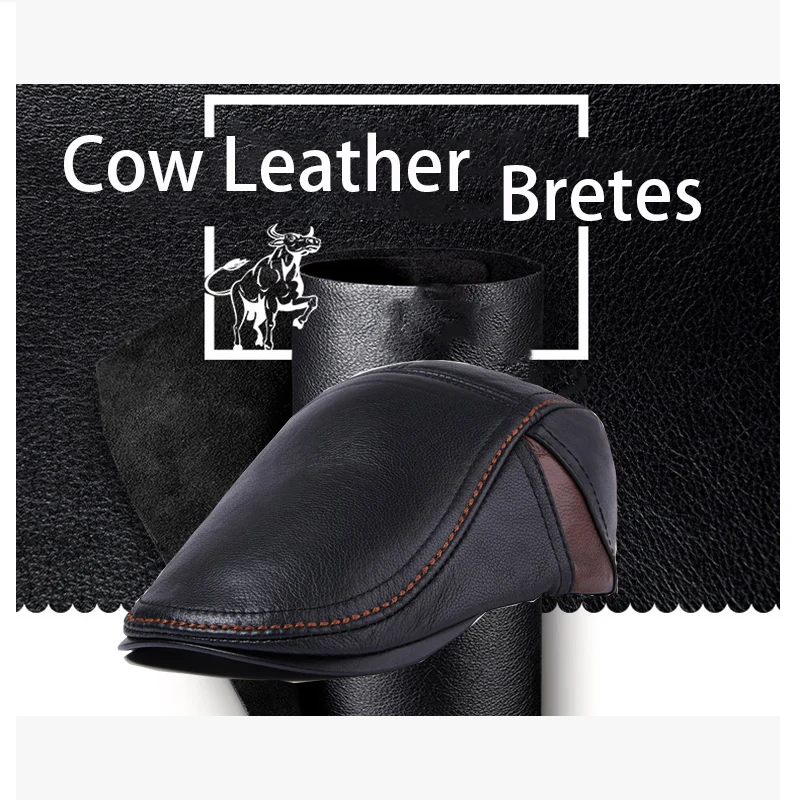 

Осенние береты из натуральной яловой кожи, классическая кепка унисекс в стиле ретро для мужчин и женщин, зимняя шапка большого размера, идеальный подарок для папы среднего возраста