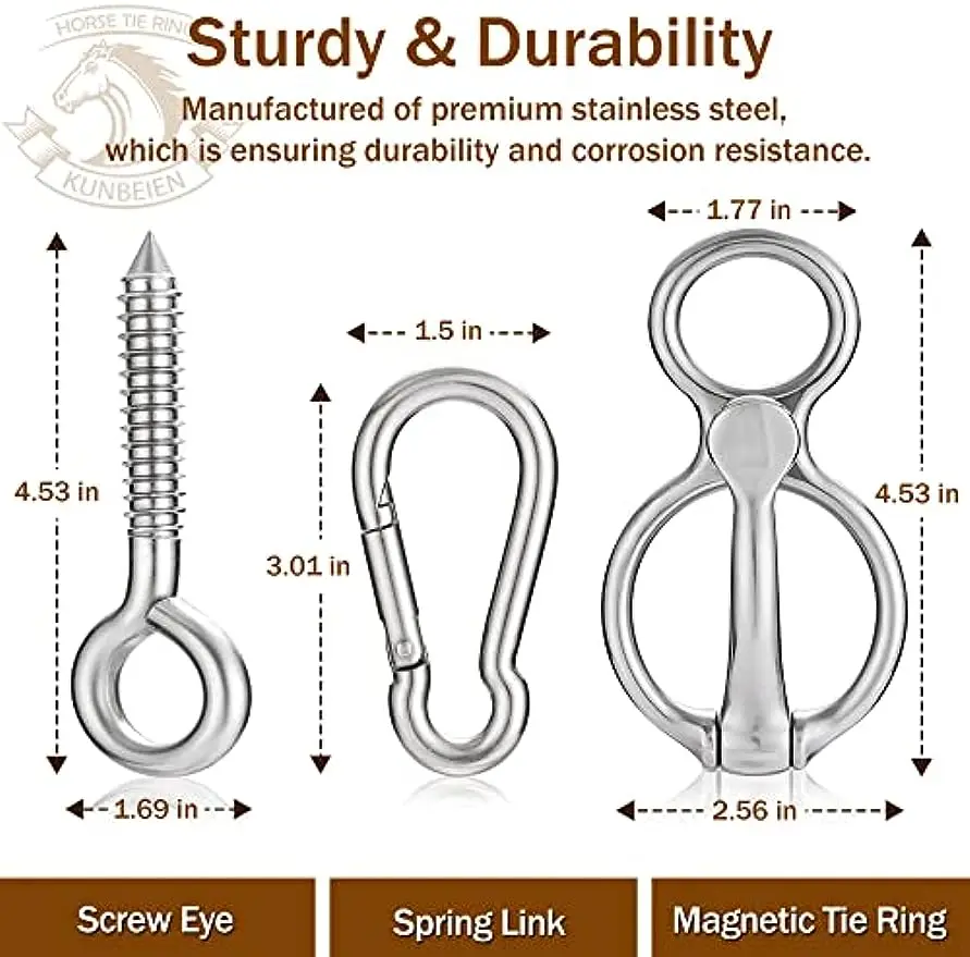 Safe Tie Horse Supplies, Humane Way Tie Ring, Magnetic Ring for Tying and Retracting, Helps Horse Pull Back and Releases Stress