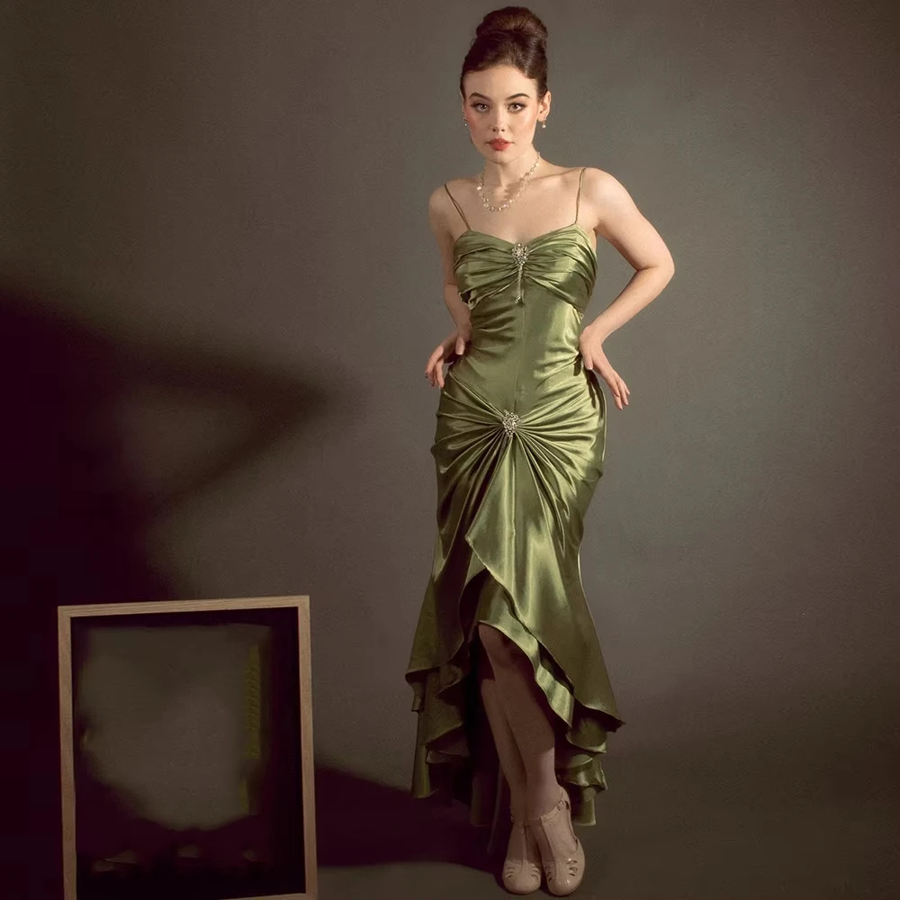 

2025 Sexy Spaghetti Straps Women Evening Dresses Backless Prom Gowns Mopping Length Cocktail Party Vestido Para Mujer Customized