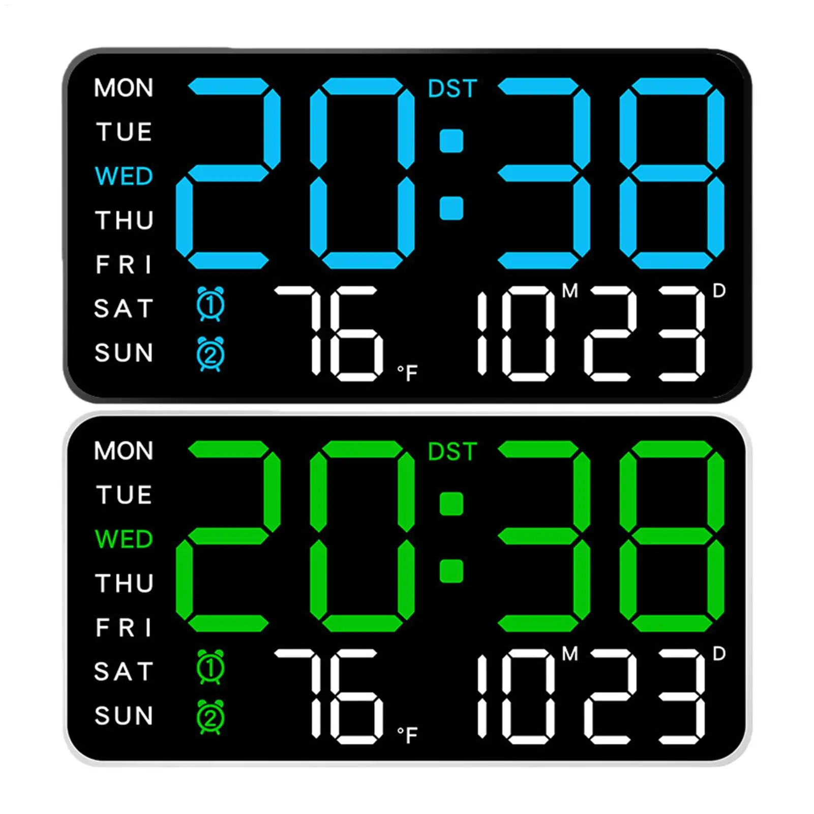 Multifunctional LED Digital Wall Clock, Large Temperature&Date Display, Modern Wall Hanging Clock for Bedroom Living Room Office