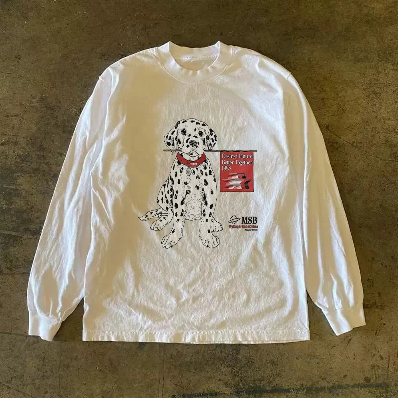 Heavyweight 310gsm Pure Cotton Long Sleeve American Style Streetwear T-Shirt Casual Loose Fit Unisex No Ironing Required