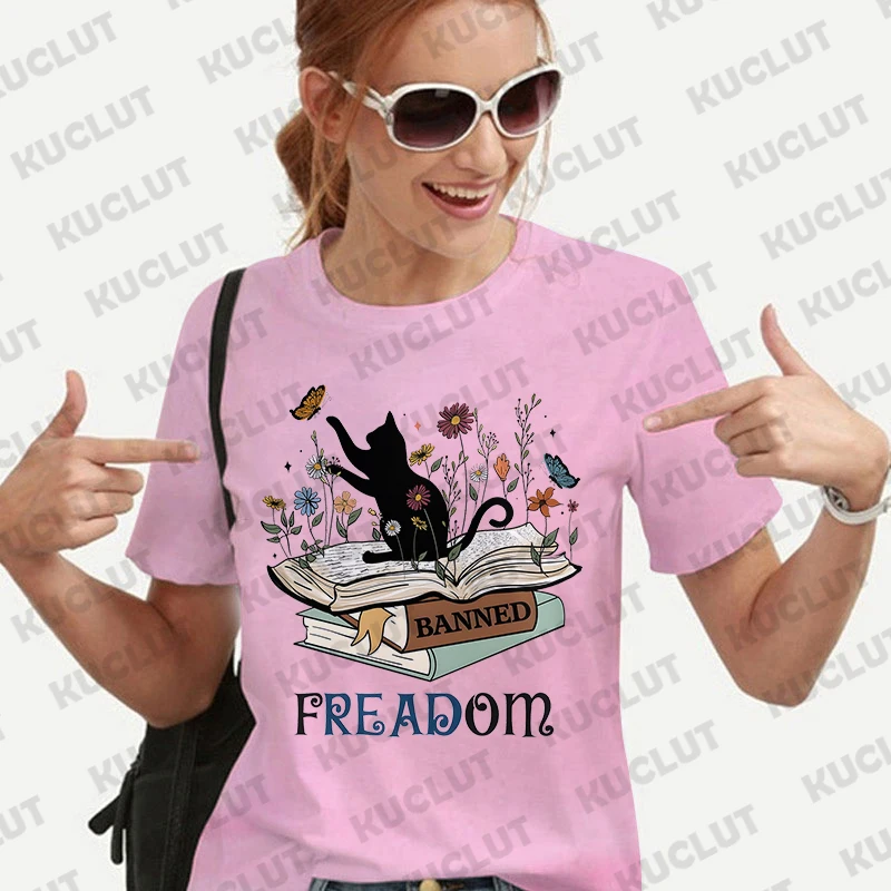 Camiseta con estampado de gato y café para mujer, camisa de manga corta informal para uso diario, cuello redondo, ropa de calle Simple para verano