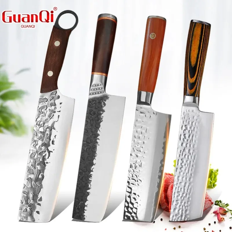 

Stainless Steel Knife Chef Cleaver Meat Chopping Vegetables Utility Knife Cooking Slicing Meat Knife Wood Kitchen Knives Handle