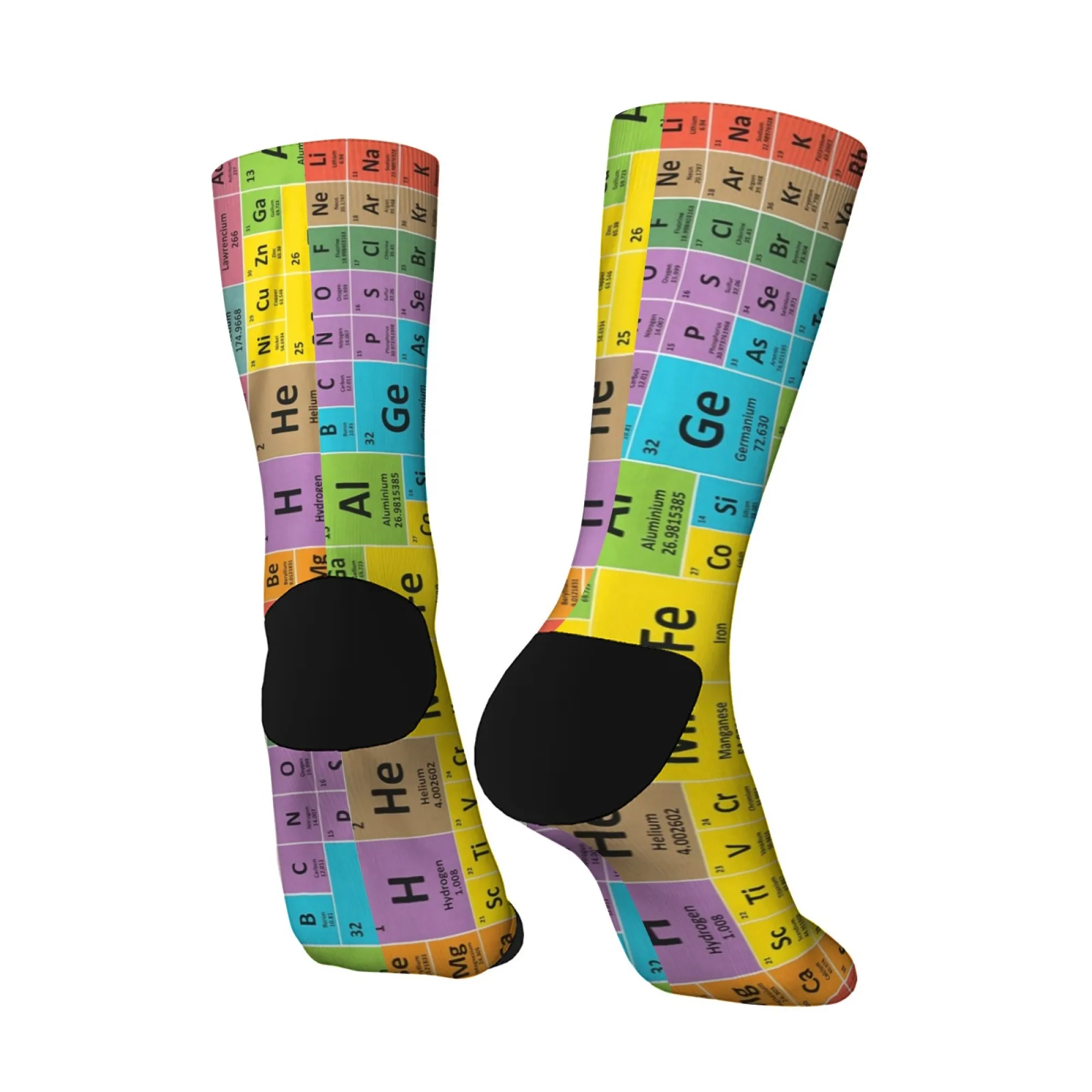 Novità Calzini da uomo con elemento di tavola periodica colorata Durevole Comodo per gli sport all'aria aperta Divertimento Idea regalo Giocoso Traspirante