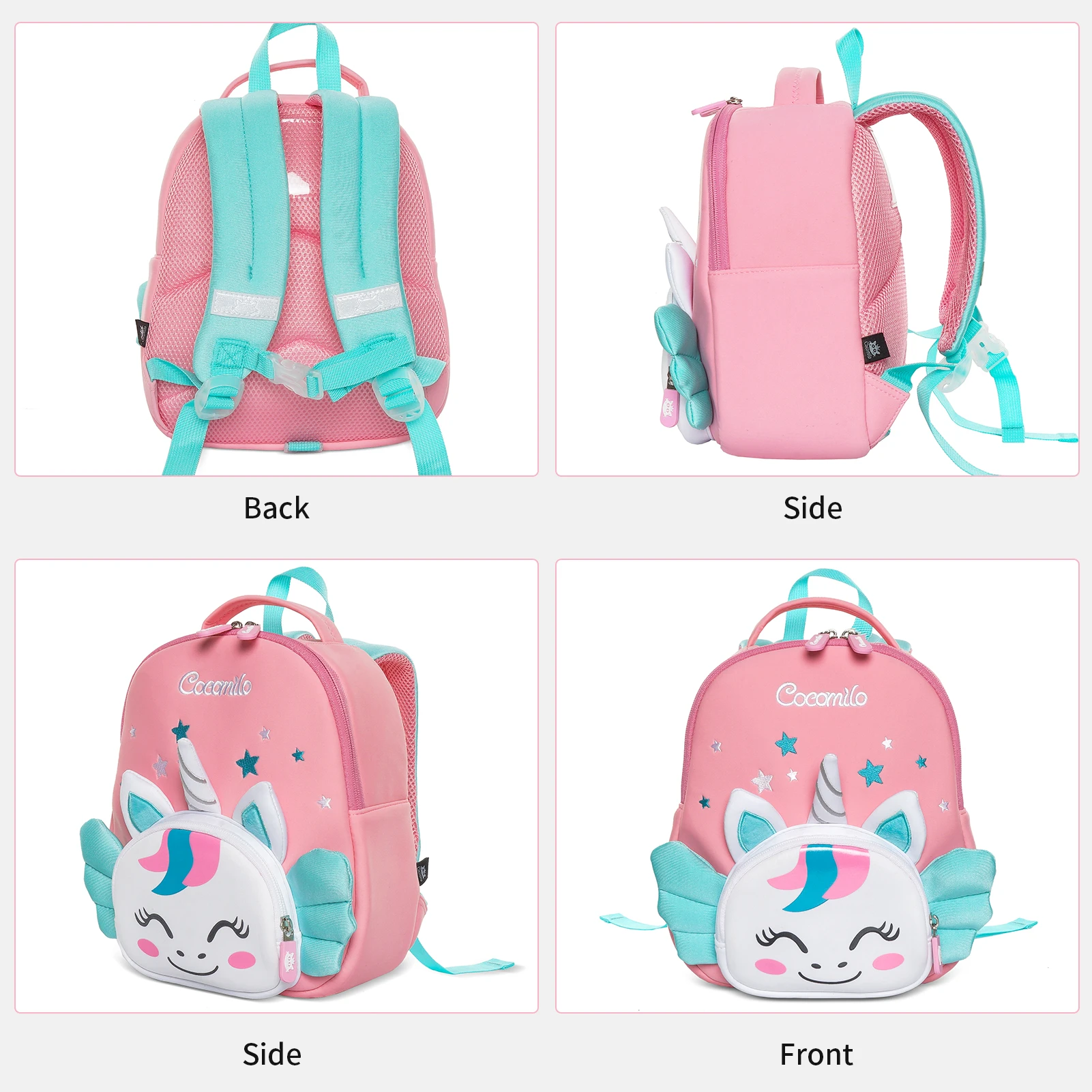 Mochila de unicornio 3D de dibujos animados para niños pequeños, bolsa de bebé preescolar impermeable para niños y niñas con correa antipérdida