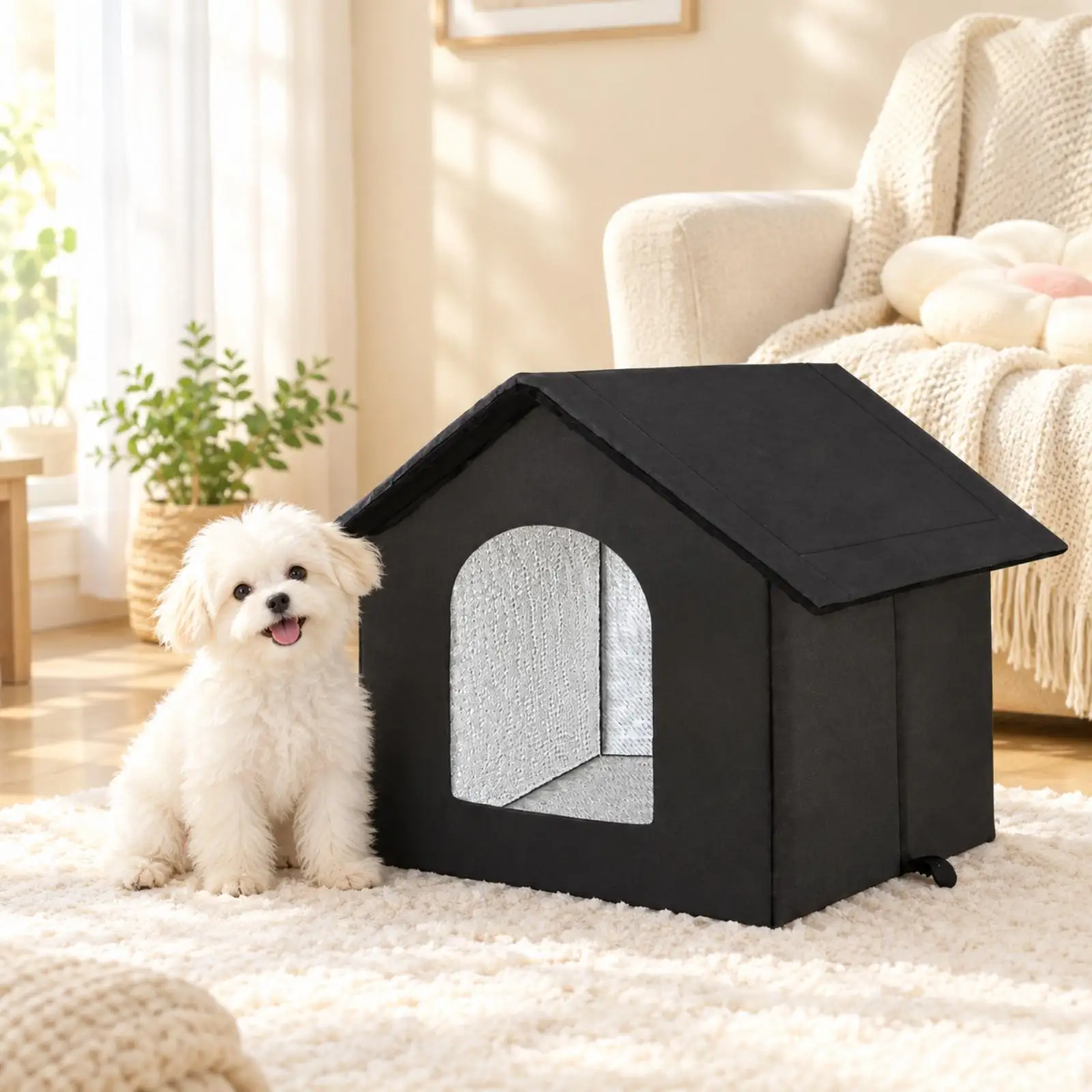 Small Pet Outdoor House for Cats and Dogs Waterproof Insulated Shelter with Foam Padding for Winter Warmth view 6