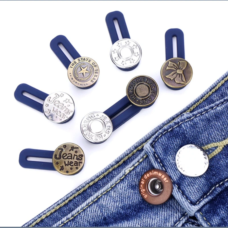 2/5/10PCS Metal Button Extender Free Sewing Adjustable Retractable Waist Extenders Button for Pants Jeans Waistband Expander