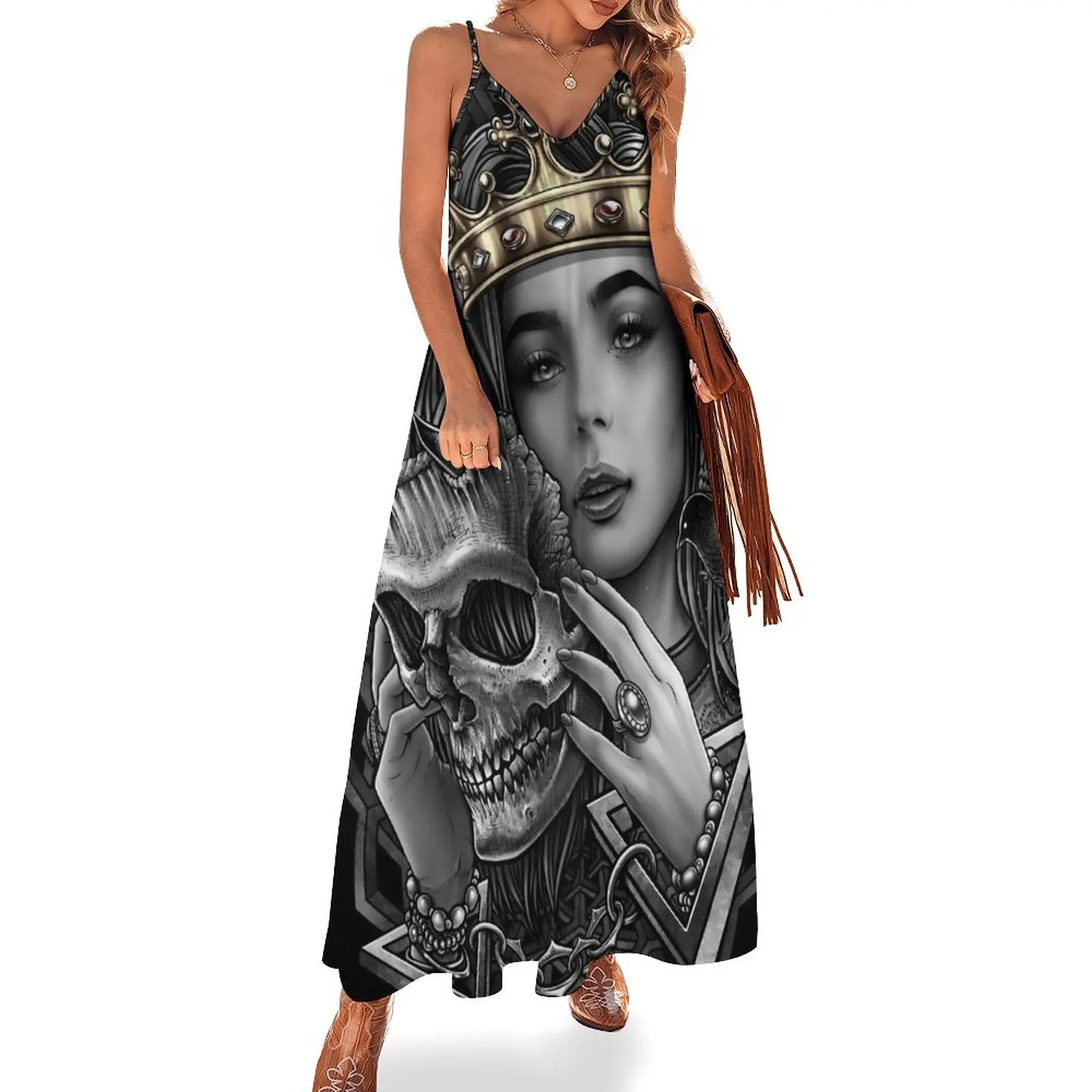 

Royel pretty women of darkness and occult skull mask Sleeveless Dress women clothing 2024 new arrivals Women's skirt