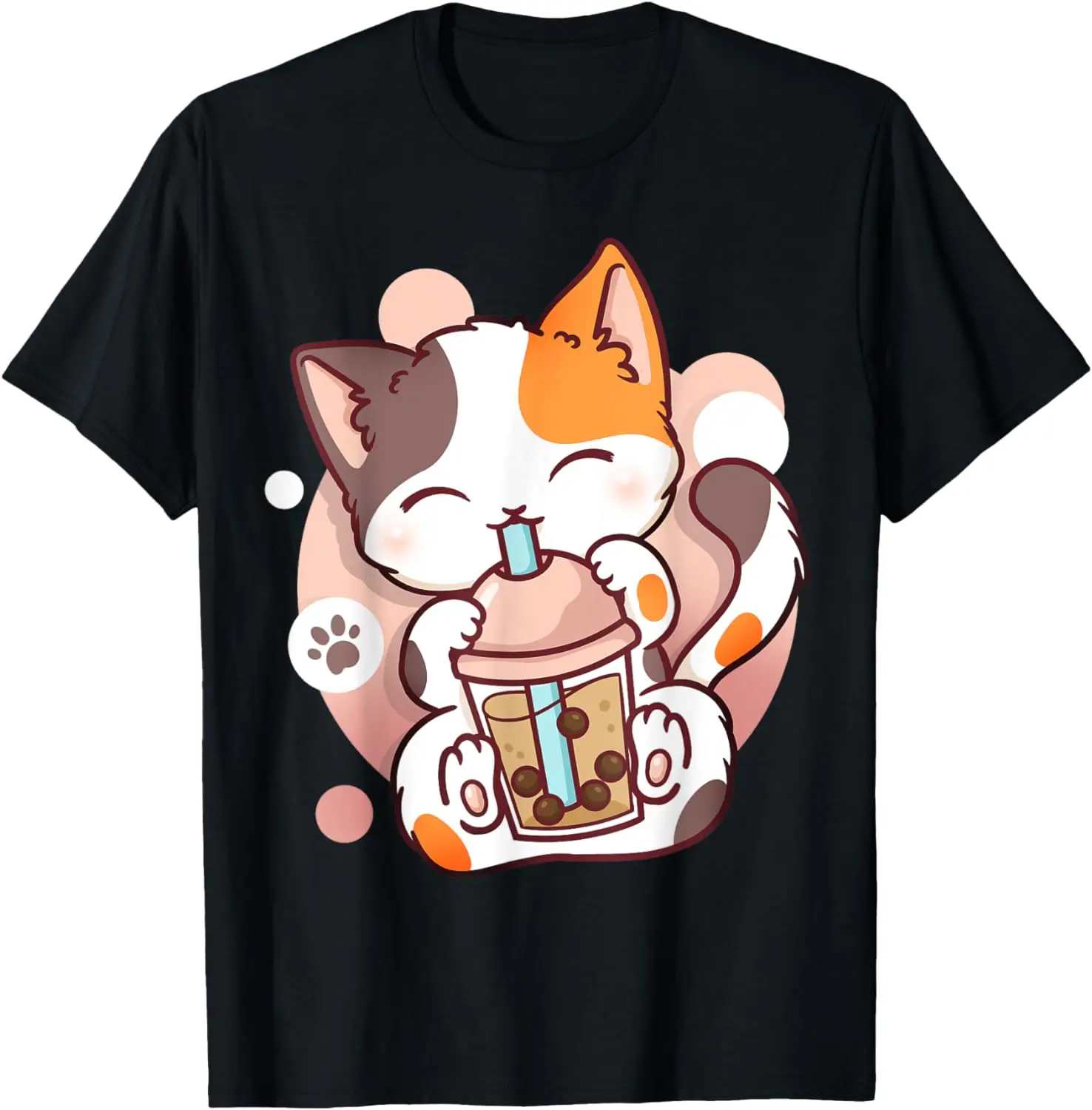 

Cat Boba Tea Bubble Tea Anime Kawaii Neko T-Shirt Men's A1and women's T-shirts