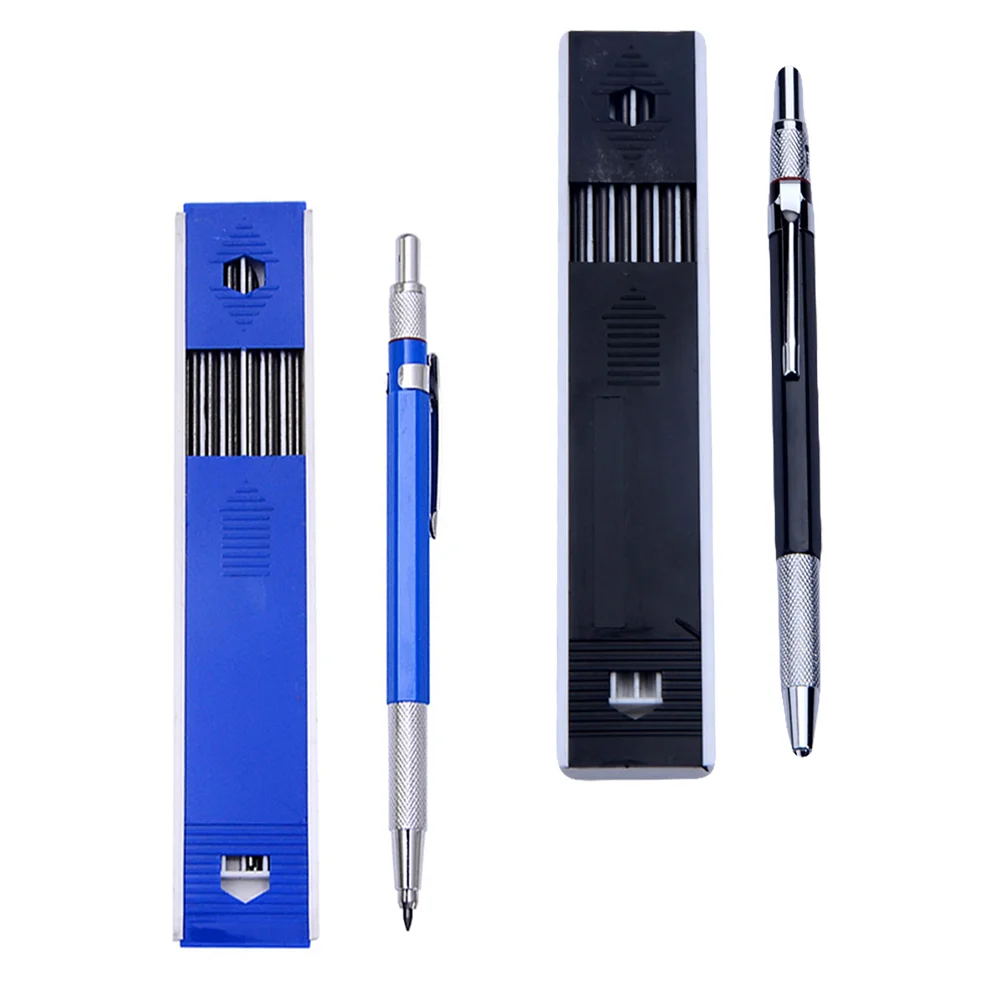 2 Sets Drawing Engineering Pen Carpenter Pencil Office Lead Pencils Mechanical Non-slips Metal