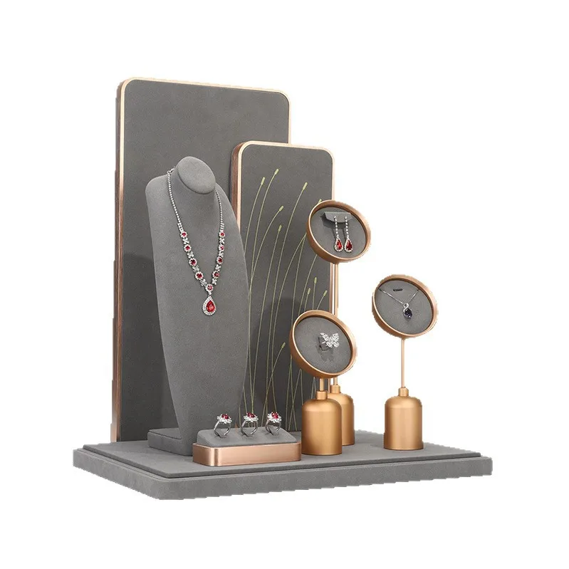 

New window display props gray microfiber counter necklace display stand portrait model jewelry rack